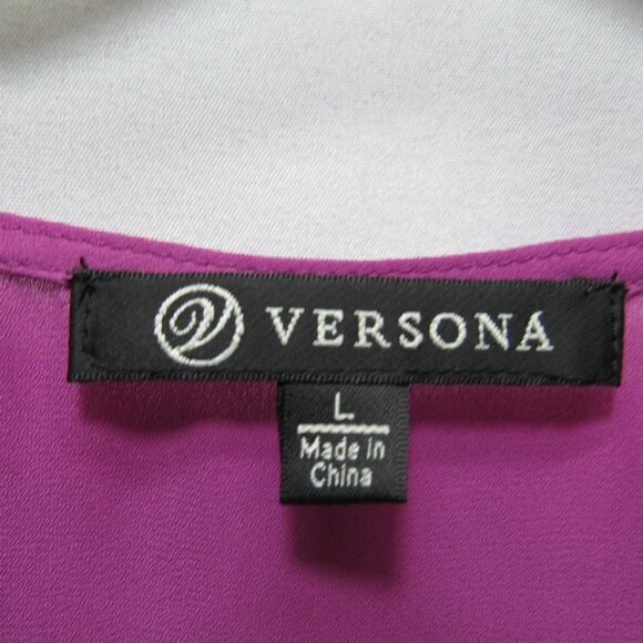 Versona Women's Pullover Purple/Black Sleeveless V Neck Blouse Top Size L - Picture 3 of 6